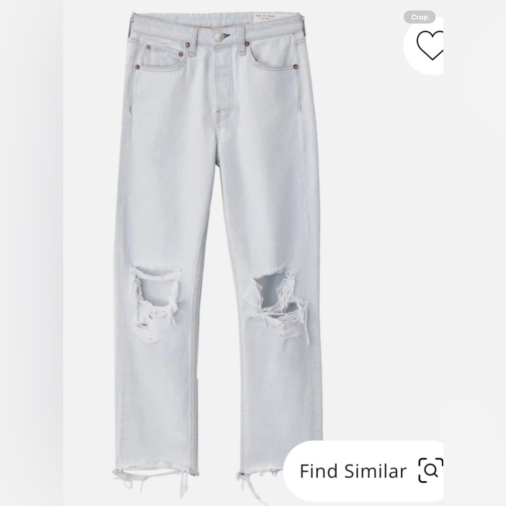 Rag and Bone Maya High Rise Ankle Slim Ditched Plain Ripped Jeans Size 27
